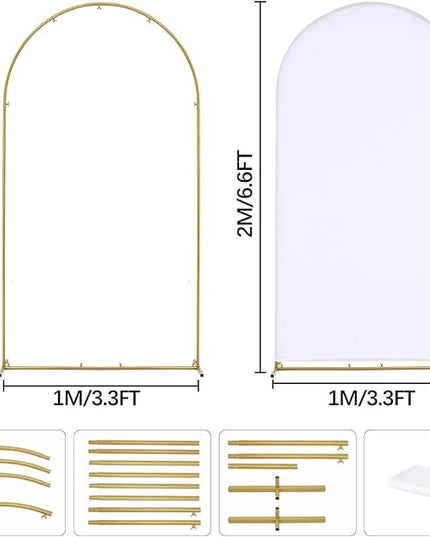 Vincidern 6.6FT Wedding Arch Backdrop Stand and White Cover Set, Metal Backdrop Arch Stand and Cover for Birthday Parties, Baby Showers, Graduation, Event Decorations