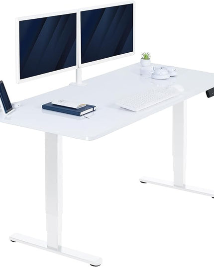 VIVO Electric 60 x 24 in Dual Motor Sit Stand Desk, Memory Height Adjustment, 2B Series, White Dry Erase Top White Frame, DESK-KIT-2W6WE