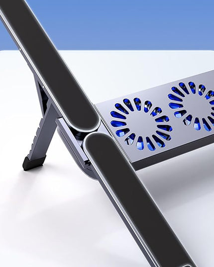ANGESHA Foldable Laptop Cooling Pad with Quiet Fan and Adjustable Stand for 10-17inch Tablets Aluminum Alloy Design