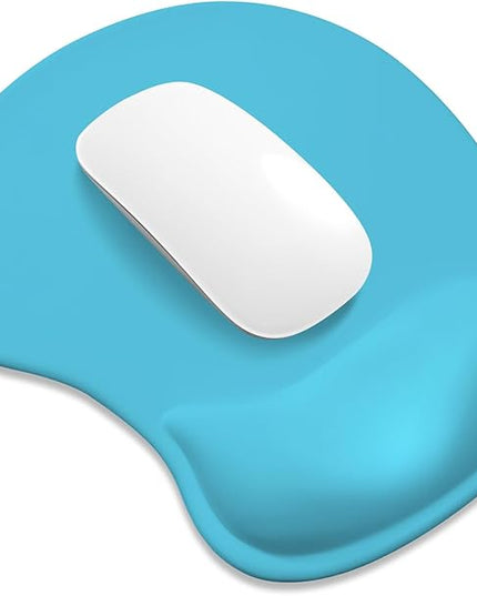 ITNRSIIET Ergonomic Mouse Pad, Cushioned Gel Wrist Rest, Non-Slip Base, Smooth Surface, Compatible with All Mice for Office & Gaming, Desk Accessory, 9.5 x 8.2 inch, Powder Blue