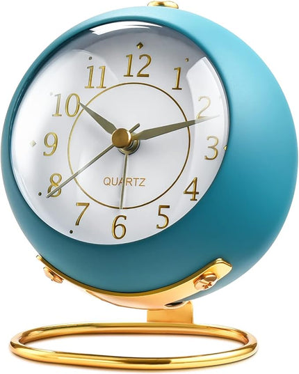 Tetino Analog Alarm Clocks,Retro Backlight Cute Simple Design Small Desk Clock with Night Light,Silent Non-Ticking,Battery Powered,for Kids,Bedroom,Travel,Kitchen,Bedside Desktop. (Blue)