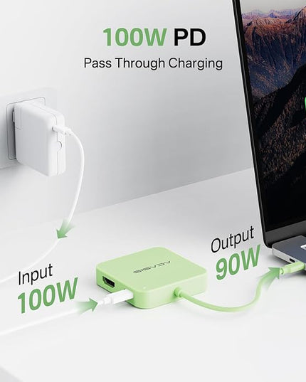 USB C Hub, Multiport Adapter with 4K@60 HDMI, 100W Power Delivery, 3 USB A+1 USB-C 3.1 Data Port, USB to HDMI Adapter for MacBook, Dell, Lenovo, Surface, iPad PRO, XPS (Green)