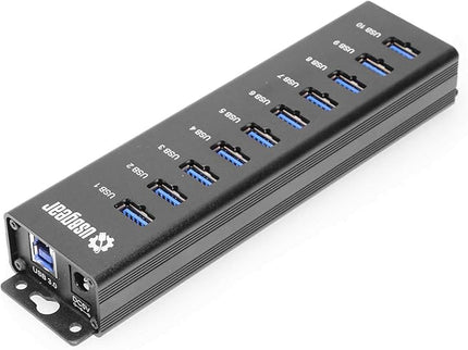 USBGear 10-Port USB 3.2 Gen 1 Mountable Charging and SuperSpeed Data Hub with 5V/4A Power Adapter and USB Type-A to Type-B Cable Up to 900mA per Port Charging Function Wall and Surface Mounting