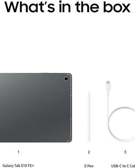 SAMSUNG Galaxy Tab S10 FE+ 13.1” 256GB WiFi Android Tablet, Large Display, Long Battery Life, Exynos 1580 Processor, IP68, Water-Resistant, 90 Hz Refresh, S Pen for Note-Taking, US Version, Gray