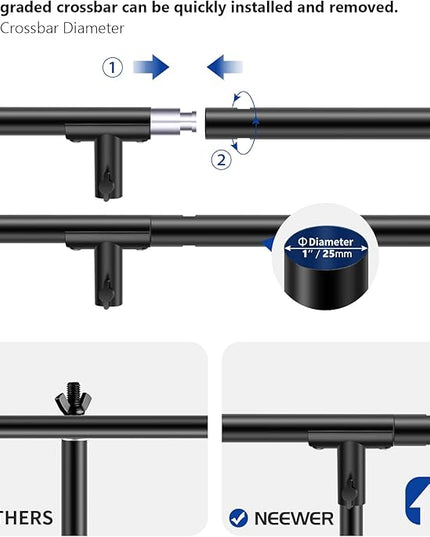 NEEWER T-Shaped Background Backdrop Support Stand Kit, 8.5ft/2.6m Tall Adjustable Tripod Stand and 5ft/1.5m Wide Crossbars with 6 Spring Clamps and 1 Carrying Bag for Studio Photo Video Photography