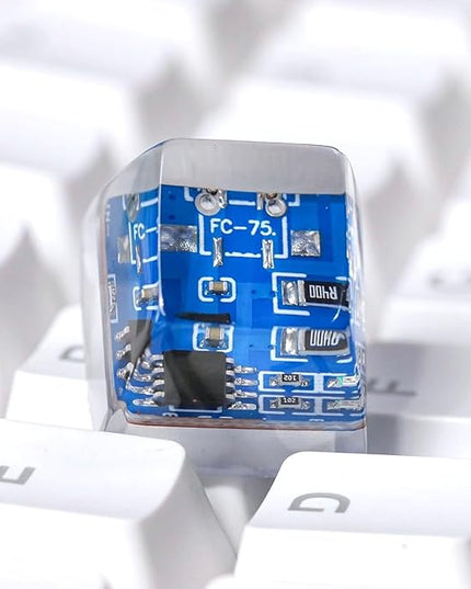 Blue Circuit Board Artisan Keycap R1 SA Profile Custom Keycaps 1U ESC Handmade Gaming Resin Key Cap Cherry MX Switch Compatible Mechanical Keyboard Tech Lover Gift