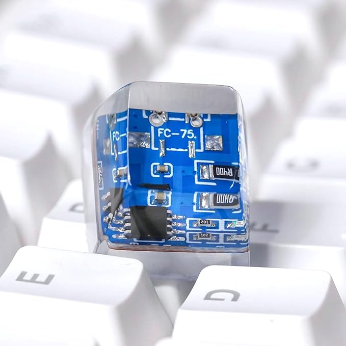 Blue Circuit Board Artisan Keycap R1 SA Profile Custom Keycaps 1U ESC Handmade Gaming Resin Key Cap Cherry MX Switch Compatible Mechanical Keyboard Tech Lover Gift
