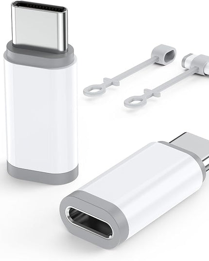Lightning to USB C Adapter 2 Pack - Fast Charging & Data Transfer USB Type C to Lightning Charger Connector Compatible with iPhone 15/16/17 Pro Max/Plus, Samsung, Pixel - (Not for Audio/OTG)-White