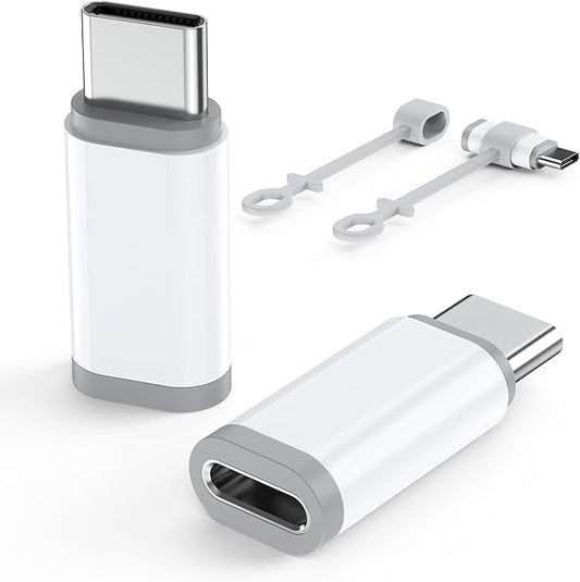 Lightning to USB C Adapter 2 Pack - Fast Charging & Data Transfer USB Type C to Lightning Charger Connector Compatible with iPhone 15/16/17 Pro Max/Plus, Samsung, Pixel - (Not for Audio/OTG)-White