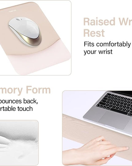 MOSISO Keyboard Mouse Pad Set, Large Gaming Mouse Pad&Rectangular Keyboard Wrist Rest&Mousepad with Wrist Rest&Coaster, Ergonomic Non-Slip&Easy Typing Pad with Curved Silicone Lining, Apricot