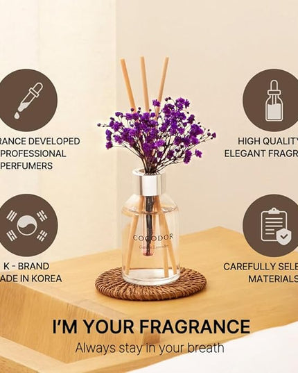COCODOR Flower Reed Diffuser Set / 3.4oz / April Breeze/Scent Diffuser with Sticks Home Fragrance Reed Diffuser for Bathroom Shelf Decor