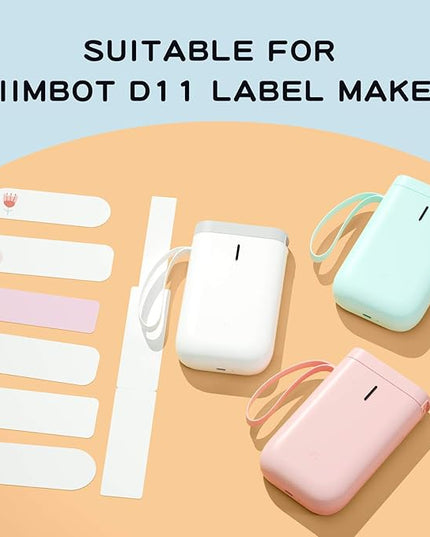 NIIMBOT D11 D110 Label Maker Tape Adhesive White Label Paper 0.47" X 4.29" (12.5 X 109mm) 65 Labels/Roll, Compatible for NIIMBOT D11 D110 Label Printer, Thermal Paper Black on White, 3-Roll