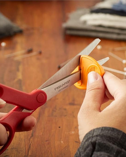 Fiskars All-Purpose Left-Handed Scissors, Gifts for Mom, Ergonomically Contoured, Stainless Steel, 8", Red