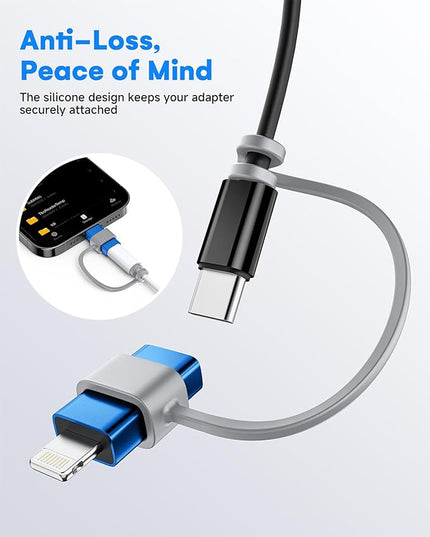 MFi Certified USB C to Lightning Adapter 4-Pack, 27W Fast Charging & Data Sync, Lightning to USB Type C Cable Adapter Compatible with iPhone 14/13/12/Pro/Max, iPad, AirPods, with Anti-Loss Lanyard