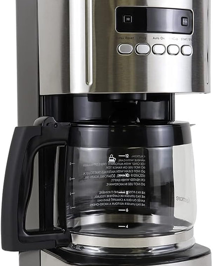 Kenmore Drip Coffee Maker - 12 Cup Programmable Cafe Machine With Glass Pot, Regular & Bold Brew, Auto Shut Off Large Water Reservoir, Reusable Filter, Kitchen Appliances, Black