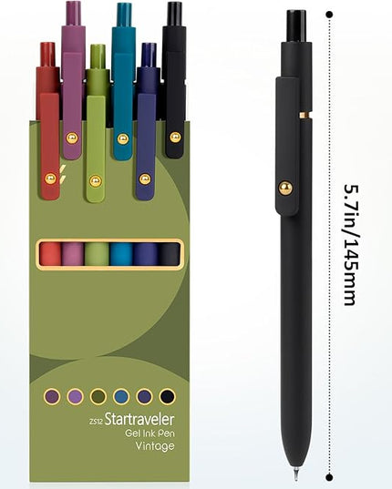 FIOVER Colored Pens, 6 Pack Colorful Gel Pens, Quick-Dry 0.7mm Medium Point for Journaling, Note Taking, Doodling, Aesthetic Office School Supplies, Gifts for Women Men(6PCS Vintage Colorful)