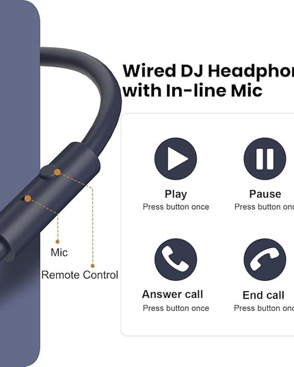 OneOdio A71 Hi-Res Studio Recording Headphones - Wired Over Ear Headphone with SharePort, Monitoring Mixing Foldable Headset with Stereo Sound, 3.5/6.35MM Jack for PC Computer DJ Guitar-Navy Blue