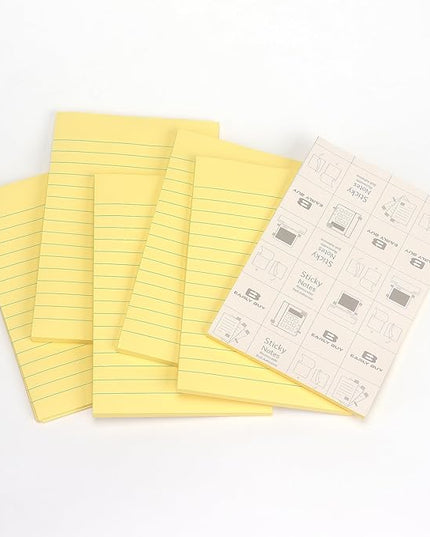 Early Buy 6 Pads Lined Sticky Notes with Lines 4x6 Self-Stick Notes Bright Color Sticky Notes, 45 Sheets/Pad (Yellow)