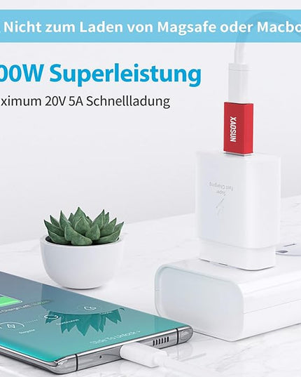 XAOSUN [10Gbps] USB C Female to USB Male Adapter (2-Pack), 3.1 USB A to C Adapter, One-Sided SuperSpeed Data Sync & 100W Fast Charging for iPhone 17/16 Plus Pro Max, Laptop, Charger, Quest Link, etc.