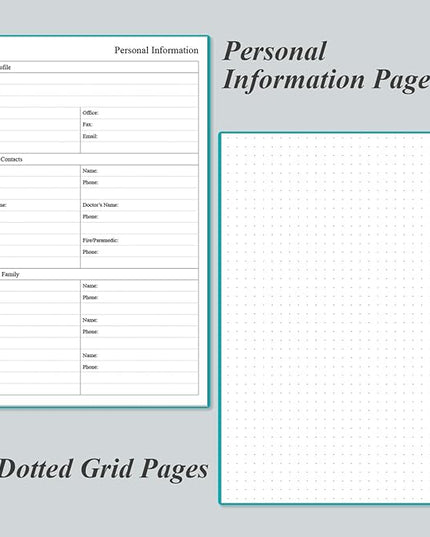 Daily Planner Undated - B5 To Do List Notebook Hourly Schedules, Spiral Appointment Planner for Women and Men, PVC Hardcover, Inner Pocket, Elastic Closure, 7" x 10", Teal