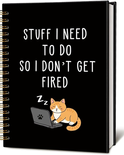 LIANGW Cat Notebook Journal, Stuff I Need To Do So I Don't Get Fired Notebooks, Funny Notebooks for Work, New Job Gift, Goodbye Gift for Coworker Leaving, Funny Gag Gift for Coworkers 5.5x8.3 Inch