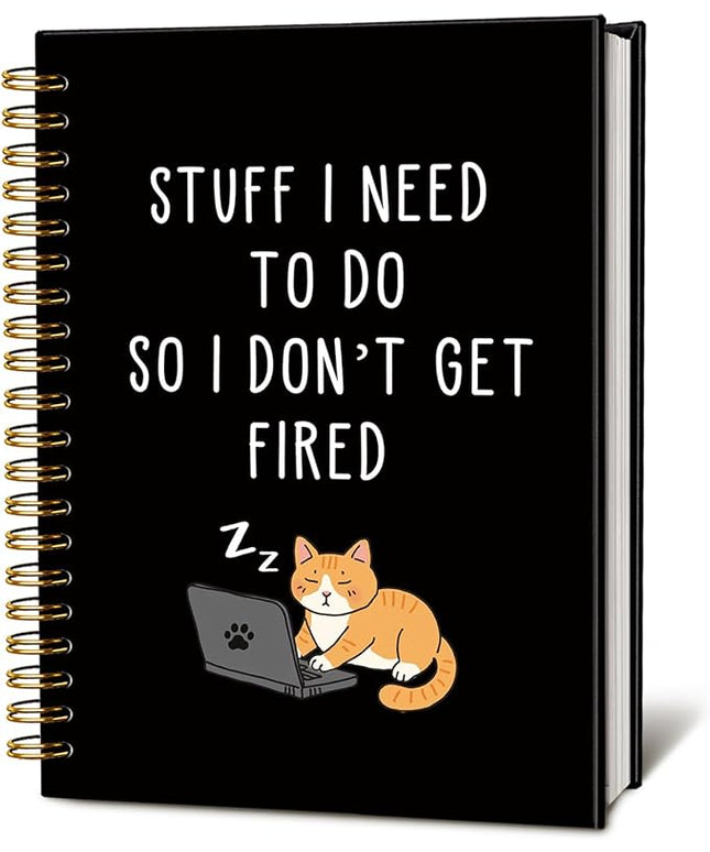 LIANGW Cat Notebook Journal, Stuff I Need To Do So I Don't Get Fired Notebooks, Funny Notebooks for Work, New Job Gift, Goodbye Gift for Coworker Leaving, Funny Gag Gift for Coworkers 5.5x8.3 Inch