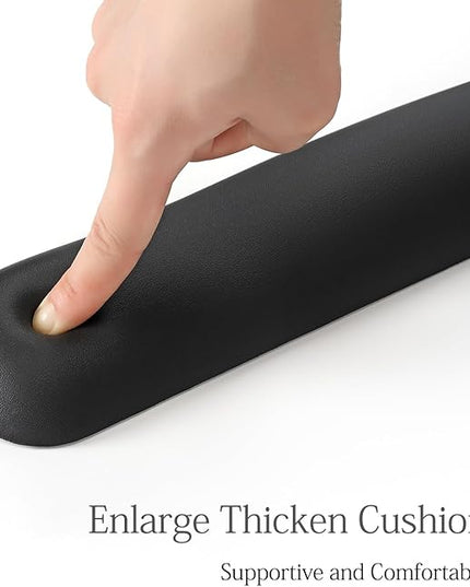 UnivoColors Design-Wave Keyboard Wrist Rest, Artificial Sheepskin+Memory Foam+Ergonomic+Anti-Slip Gel, Resilience Support During Work and Gaming,Keyboard Accessory,Black