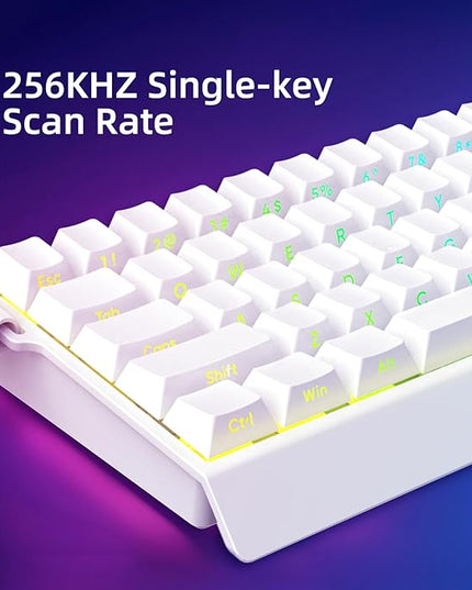 Mer68 LITE Wired 68 Keys, Magnetic Switch Mechanical Keyboard, 8KHZ Polling Rate/Latency As 0.125MS/64KHZ All Keys Scan Rate/ARGB, Hot Swappable Gaming Keyboard(White)