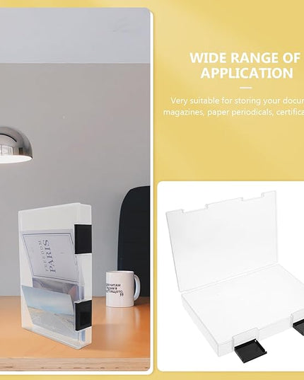 A5 Plastic File Storage Container Thickened Document Organizer Box with Dustproof Lid, Portable Office Desktop Storage Holder for Files and Papers