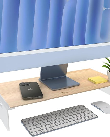 j5create Premium Monitor Stand, Made with Elegant Wood and Sleek Aluminum Material, Display/TV/Screen/Printer/Laptop Riser, Max Load 88 lbs/ 40 kg (JCT125)