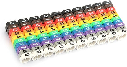 Wire Number Tube Cable Marker, 0.3 x 0.2in Colorful Clip on Wire Marker, Digital Number Wire Numbering Marker, Plastic Cable Numbering Marker Tube for Wires Management, 100Pcs