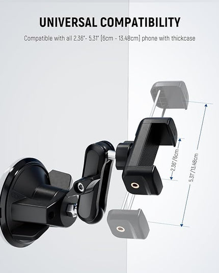 NEEWER Phone Holder for Your Car, 360° Rotating Vacuum Suction Cup Metal Cell Phone Mount Magic Arm Compatible with iPhone Samsung for UTV Windshield Skylight Glass Navigation Video Recording, PA136