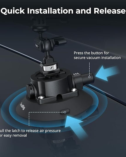 SMALLRIG 4.5" Suction Cup Mount with Ball Head Magic Arm, Camera Mount for DJI Osmo Action 5 Pro/4, for Insta360 x5, for Gopro 13/12,on Car Windshield or Window, Compatible with Action Cameras-5855
