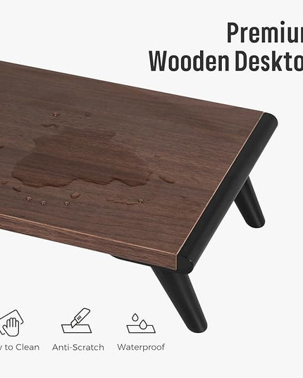 loukin Monitor Stand Riser for Desk, 22.4" x 8.3" Larger Computer Stand for Laptop, PC, Printer, Sturdy Desktop Computer Shelf with Non-Skid Rubber, Home Office (Brown)