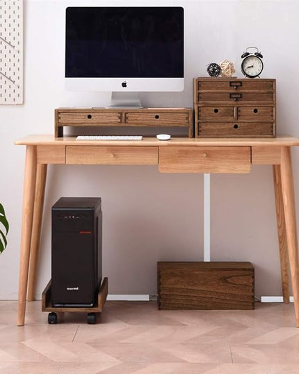 KIRIGEN Cable Management Box Wooden Cord Organizer Hide Power Strip Desk Wires Protector for Home Office TV Computer (DXH2T-DBR)