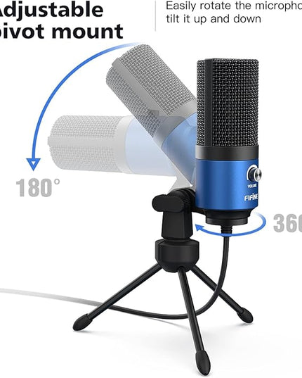 FIFINE USB Computer Microphone for Recording YouTube Video Voice Over Vocals for Mac & PC, Condenser Mic with Gain Control for Home Studio, Plug & Play - K669L