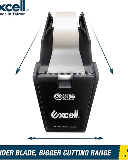 Excell EX-11125BK Dualcore Desktop Tape Dispenser (1"+3" Core) with Sturdy Metal Base, Tape Dispenser Desk for Home, Office, Shop, Retail Store and Warehouse Wrapping