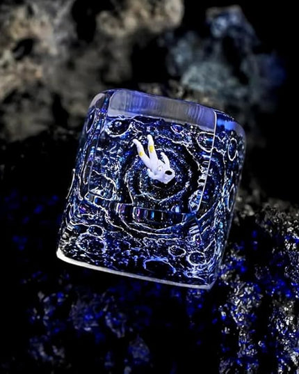 Blue Purple Galaxy Astronaut Artisan Keycap R1 SA Profile Custom Astronauts Keycaps 1U ESC Handmade Gaming Resin Key Cap Cherry MX Switch Compatible Mechanical Keyboard Space Lover Gift