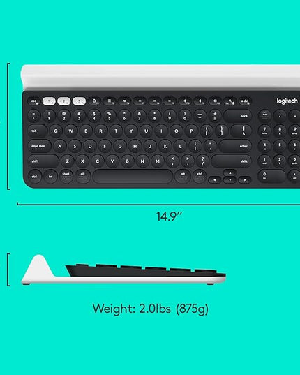 Logitech K780 Multi-Device Wireless Keyboard for Computer, Phone and Tablet – Flow Cross-Computer Control Compatible - Speckles, White