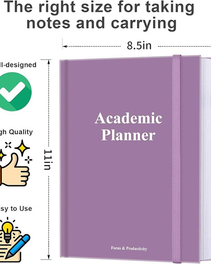 Academic Planner for 2026 or Anytime – 8.5" x 11" Undated Weekly Student Planner For Homeschool, High School, College & Nursing Students, 200 Pages, Purple