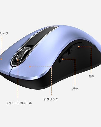 memzuoix 2.4G Wireless Mouse, 1400 DPI Mobile Optical Cordless Mouse with USB Receiver, Portable Computer Mice Wireless Mice for Laptop, PC, Desktop, MacBook, 5 Buttons (Navy Blue)