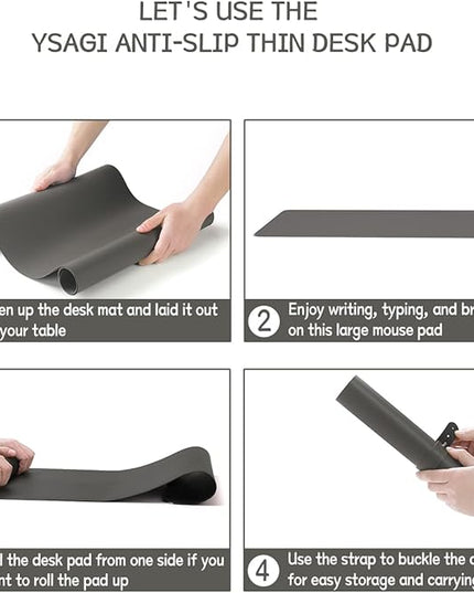 YSAGi Non-Slip Leather Desk Pad, Waterproof Laptop Computer Desk Keyboard Mat, Table Protector Blotter Mat, Large Mouse Pad for Office/Work/Home/Decor(Dark Gray, 23.6" x 13.7")