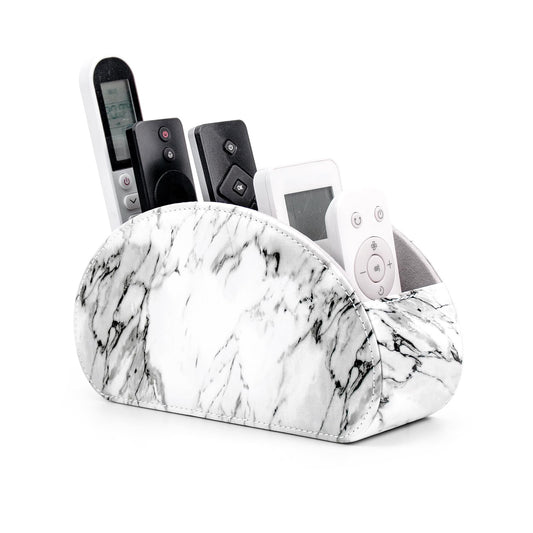 Remote Control Holders Organizer Box with 5 Compartment PU Leather Caddy