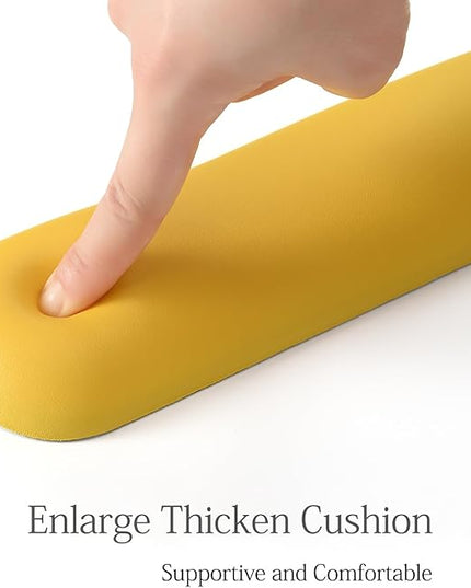 UnivoColors Design-Wave Keyboard Wrist Rest, Artificial Sheepskin+Memory Foam+Ergonomic+Anti-Slip Gel, Resilience Support During Work and Gaming,Keyboard Accessory,Yellow