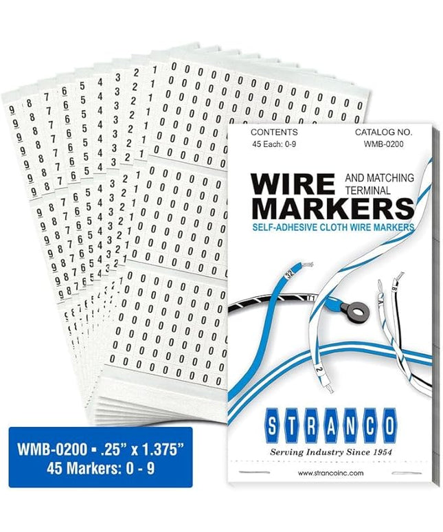 Premium Wire Marker Book for Cable Management, Vinyl-Coated, High-Tack Adhesive, Electric Panel Wire Label Stickers - 10 Pages Per Book
