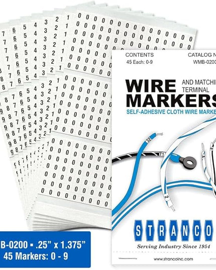 Premium Wire Marker Book for Cable Management, Vinyl-Coated, High-Tack Adhesive, Electric Panel Wire Label Stickers - 10 Pages Per Book
