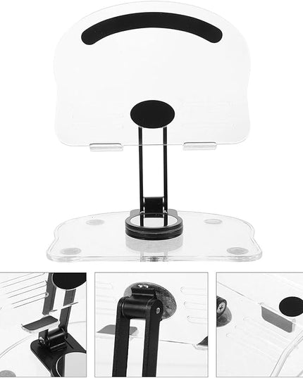 Adjustable Acrylic Folding Tablet Stand 360° Rotatable Holder for Tablets and Phones, Desktop Laptop Mount for Artists and Office Use, Black
