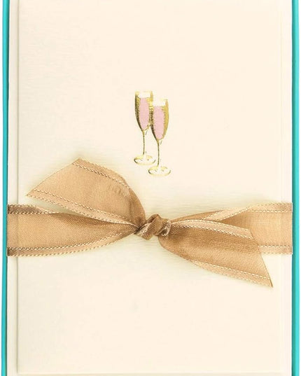 Graphique Pink Champagne La Petite Presse Boxed Notecards - 10 Embellished Gold Foil Champagne Blank Cards with Matching Envelopes, 3.25" x 4.75"