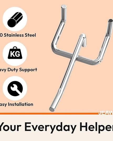50 Pack 2 Inch Metal Pegboard Hooks, Fit 1/4 in and 1/8 in Peg Board Organizer Accessories, for Hanging Storage, Garages, Tool Sheds, Basements