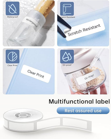 NIIMBOT D11 D110 Label Maker Tape Adhesive White Label Paper 0.47" X 4.29" (12.5 X 109mm) 65 Labels/Roll, Compatible for NIIMBOT D11 D110 Label Printer, Thermal Paper Black on White, 3-Roll